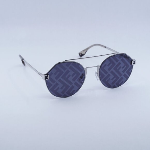 Fendi FE40060U 16X FENDI SKY Sunglasses Silver Round Frame, Blue Lenses - Picture 4 of 11